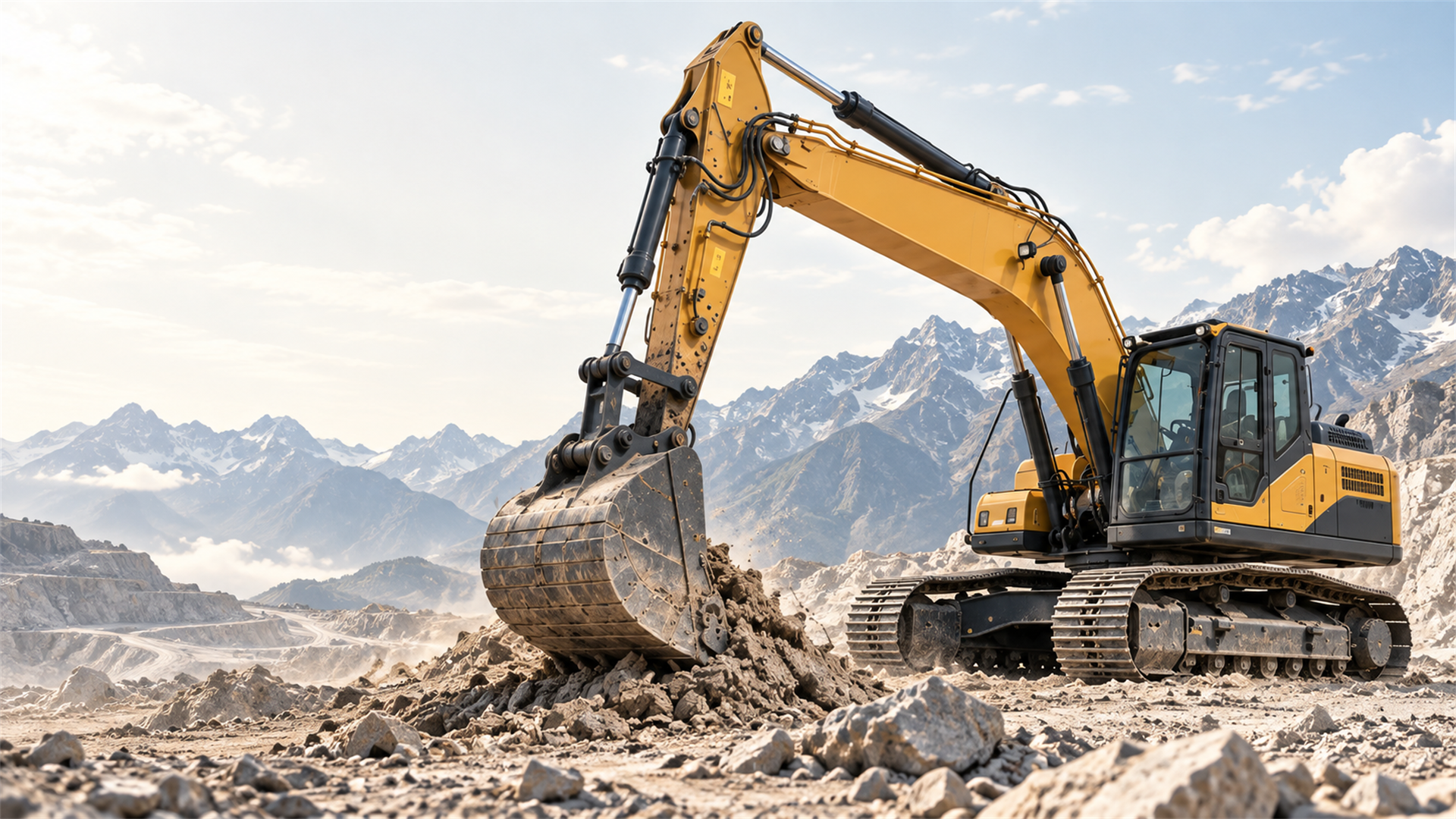 Yellow tracked excavator digging on a New Zealand site